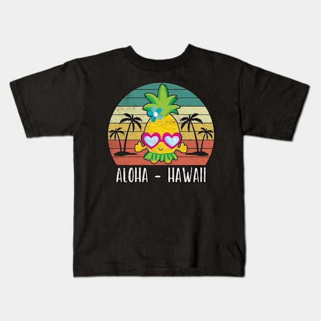 Aloha Hawaii Hawaiian Island 70s 80s Retro Vintage Style Kids T-Shirt by merchlovers